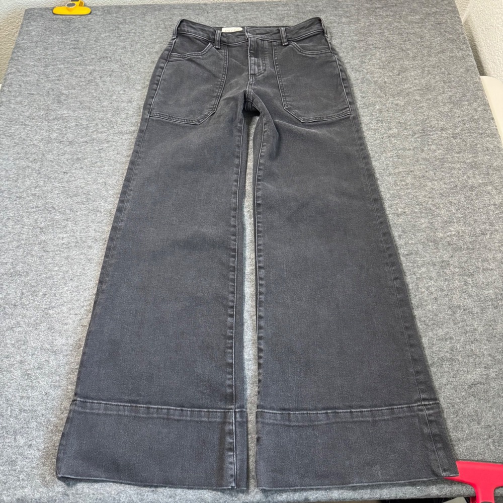 Pilcro Anthropologie Black Wide Leg Patch Pocket Jeans 26P Petite